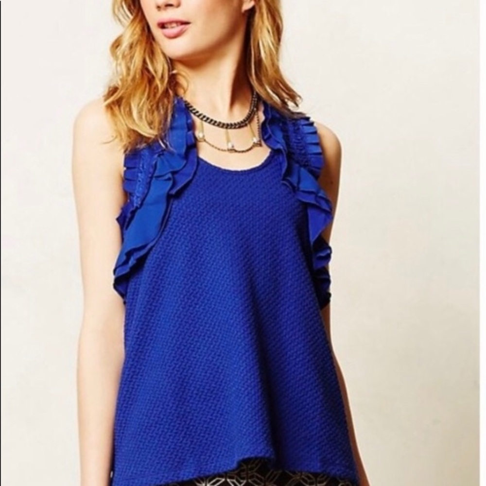 Deletta | Anthropologie Clemente Ruffle Tank